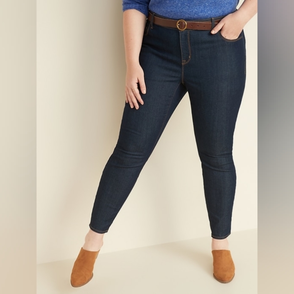 NWT Old Navy Mid-Rise Dark-Wash Super Skinny Ankle Jeans, Size 18